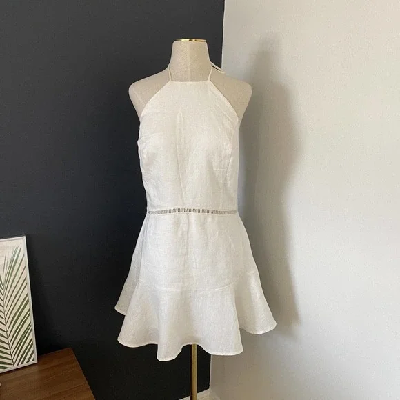 Karina Grimaldi | Dresses | Karina Grimaldi Sleeveless Linen High Neck Tie  Ruffle Dress | Poshmark